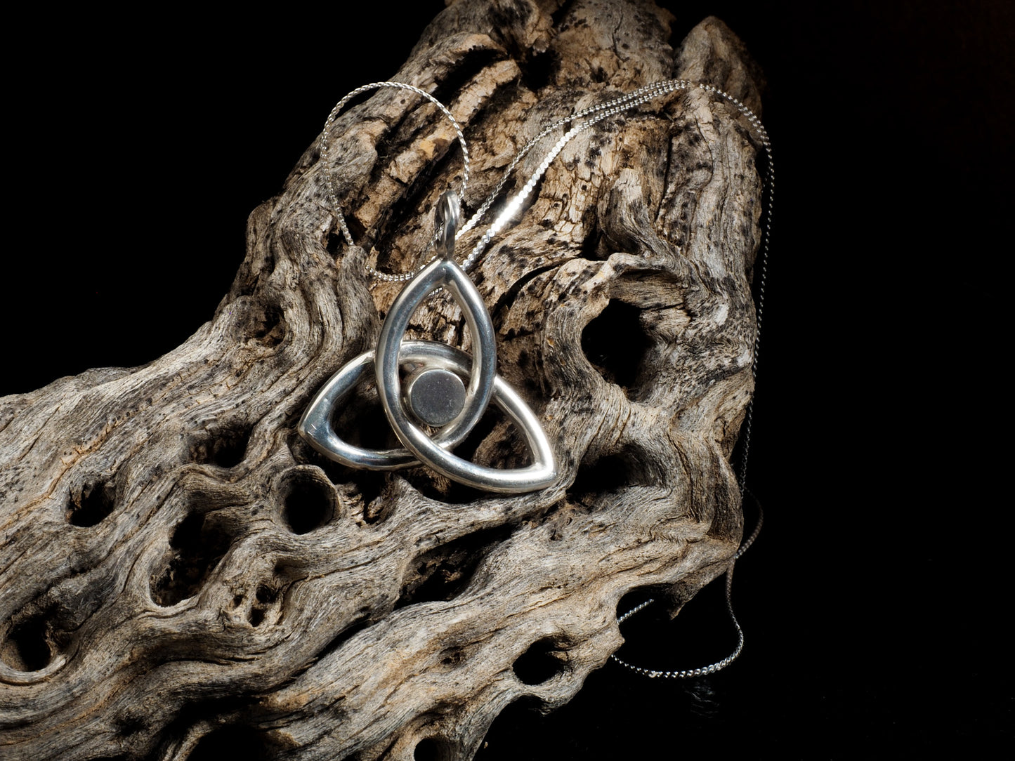 Sterling Silver Celtic Trinity Knot Pendant with Garnet