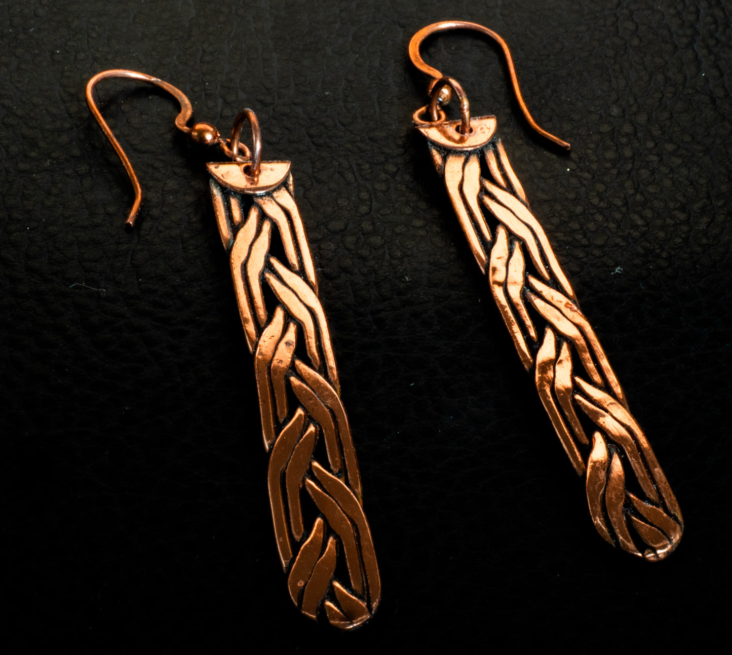 Handcrafted Copper Braided Dangle Earrings