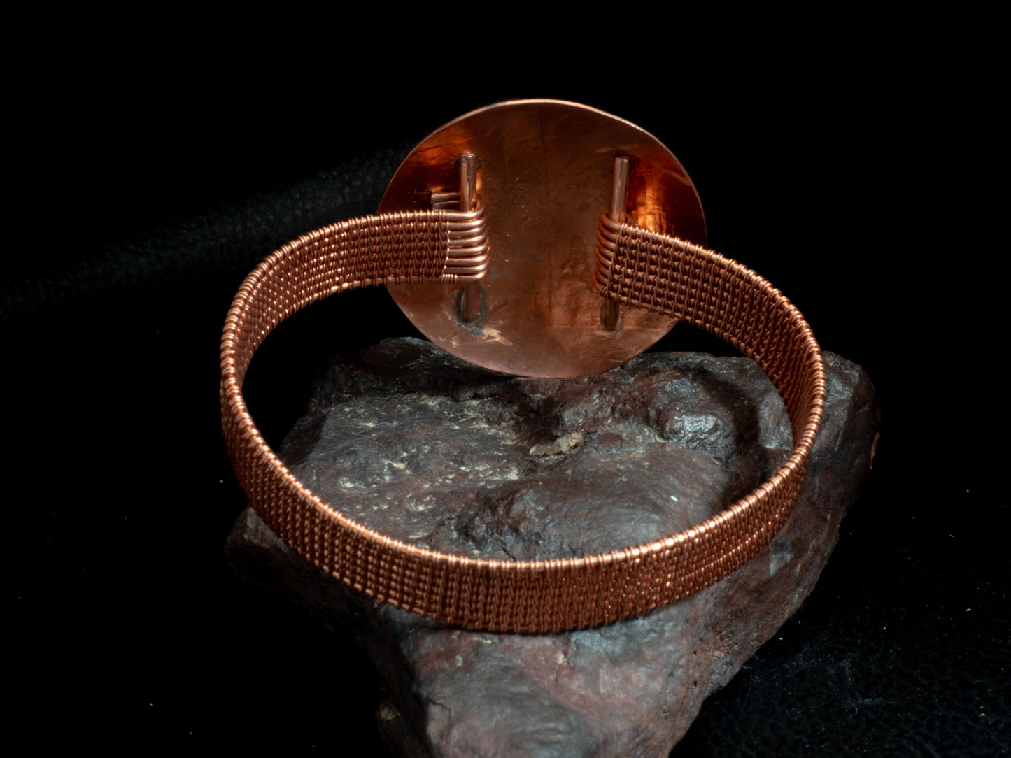 Copper Wire Weave Cuff with Desert Hummingbird Dome