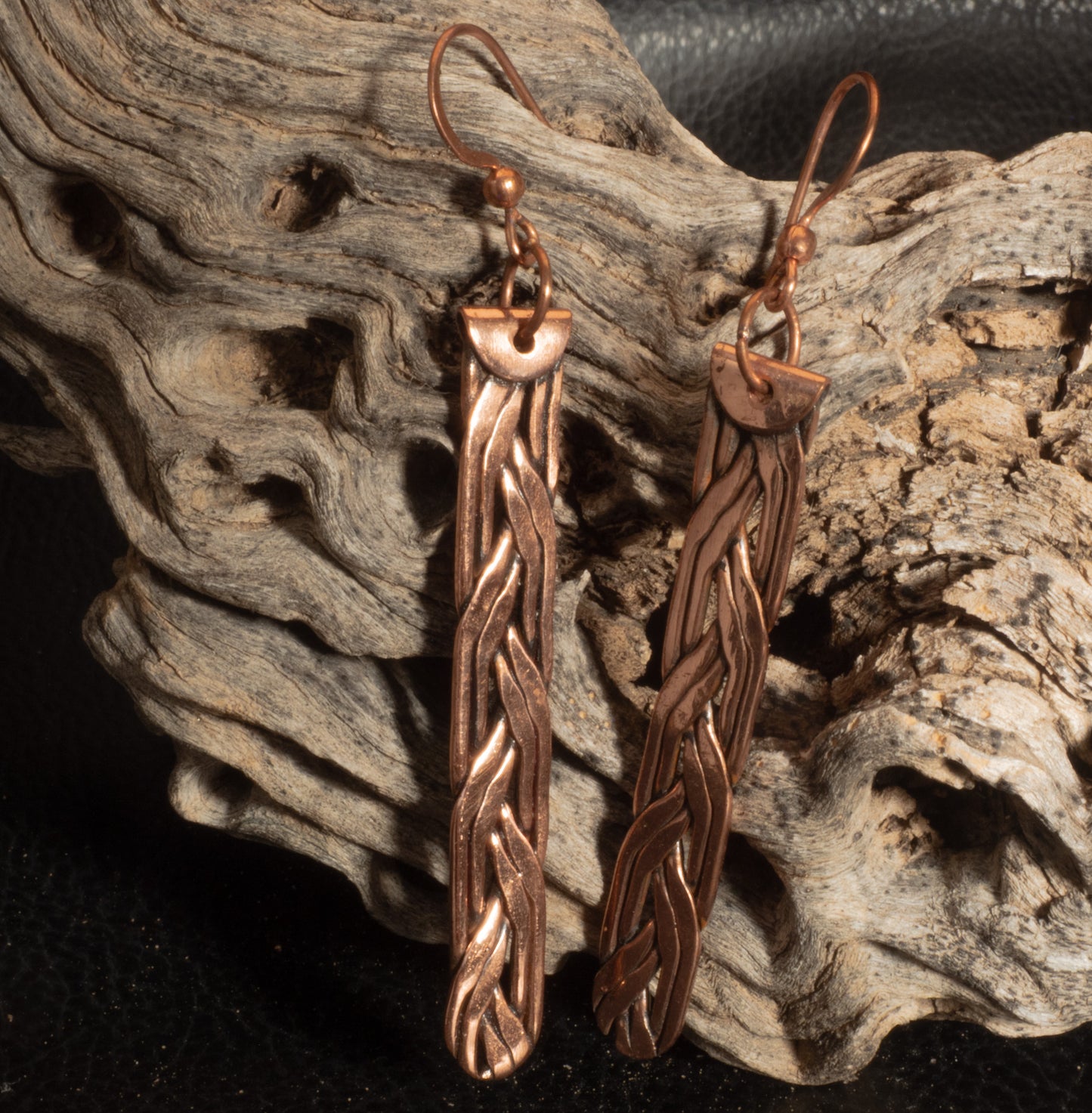 Handcrafted Copper Braided Dangle Earrings