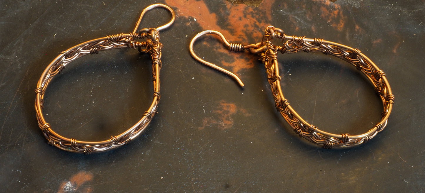 Copper Wire Woven Hoop Earrings