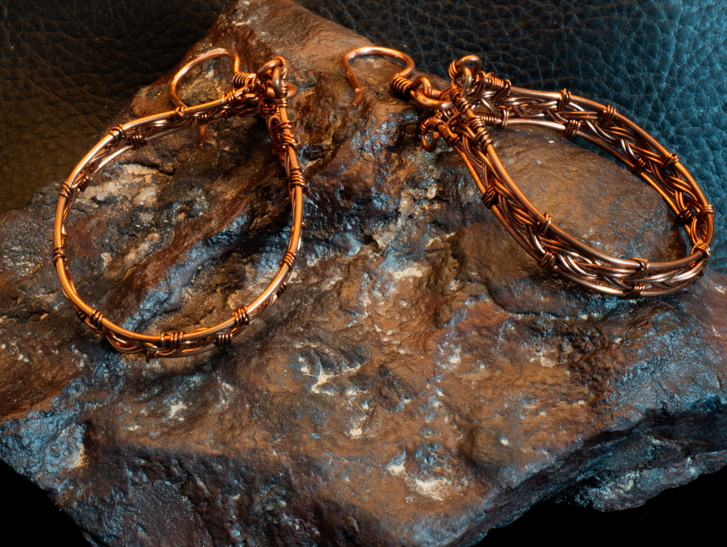 Copper Wire Woven Hoop Earrings