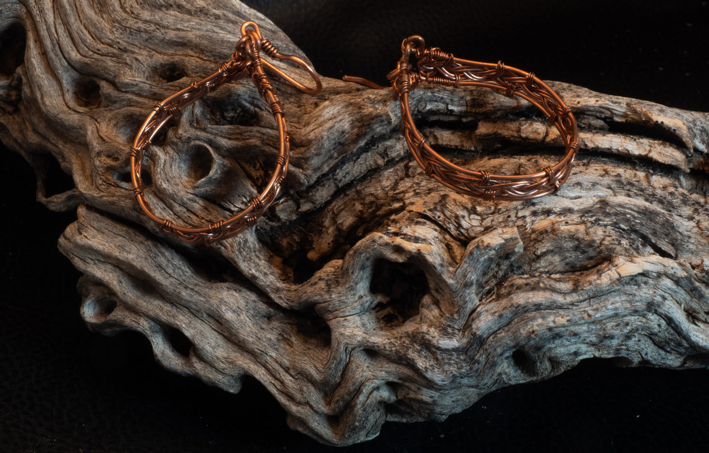 Copper Wire Woven Hoop Earrings