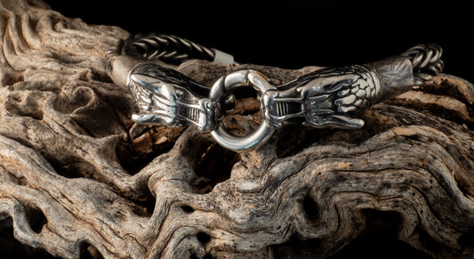 Handmade Sterling Silver Foxtail Chain Bracelet with Stainless Steel Bear Clasps
