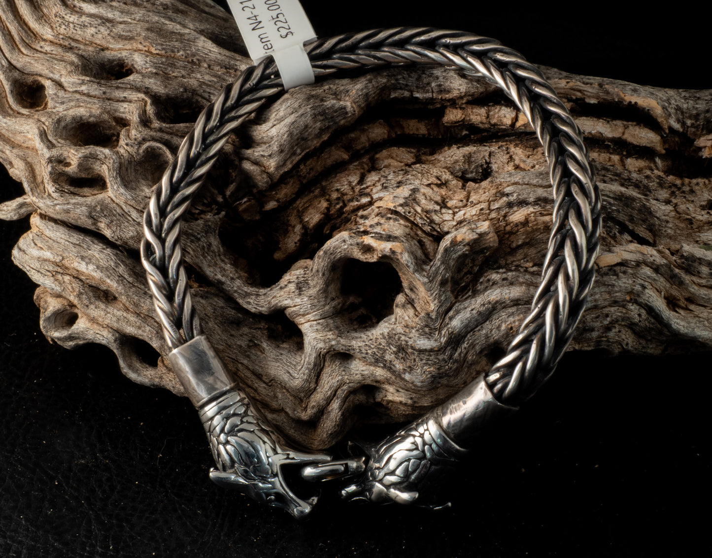 Handmade Sterling Silver Foxtail Chain Bracelet with Stainless Steel Bear Clasps