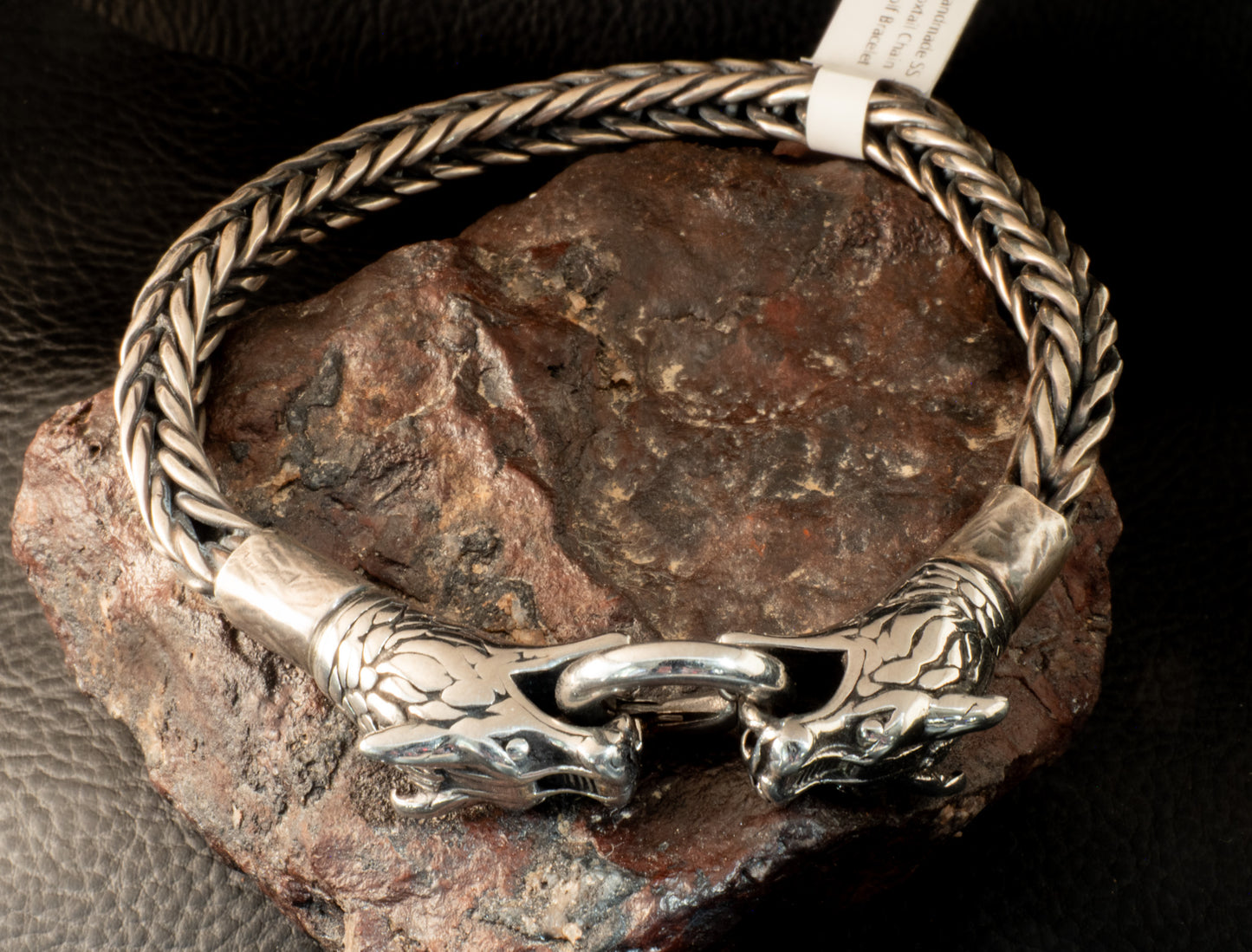 Handmade Sterling Silver Foxtail Chain Bracelet with Stainless Steel Bear Clasps